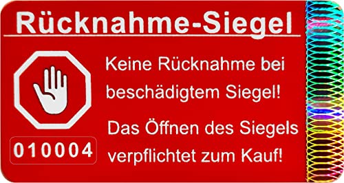 1200 Stk - Rücknahme-Siegel 48 * 25mm rot - Rücknahmesiegel, Sicherheitssiegel, Qualitätssiegel, Garantiesiegel, Sicherheitsetiketten, selbstklebendes Etikett, Siegeletiketten von Atairs