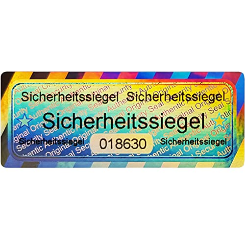 50 Stk - 3D Hologramm Sicherheits-Siegel mit Seriennummer - 50x20mm silber glänzend - Sicherheitssiegel, Qualitätssiegel Garantiesiegel Sicherheitsetiketten selbstklebendes Etikett Echtheitssiegel von Atairs