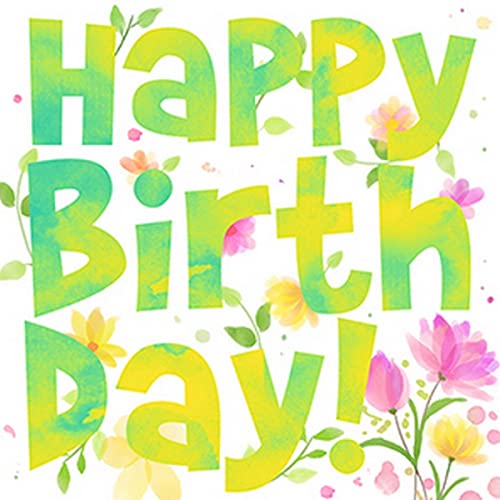 20 Servietten Geburtstag grün mit Blumen | Erwachsene | Kinder | Happy Birthday | Tischdeko | Decoupage | Serviettentechnik 33x33cm von Atelier