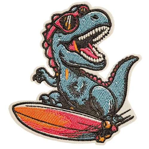 Atensils Dinosaurier-Aufnäher zum Aufbügeln oder Aufnähen, perfekt für Rucksäcke, Jeans, Jacken, Hüte und Kleidung, niedlich, lustig, cool, bestickte Applikationen von Atensils