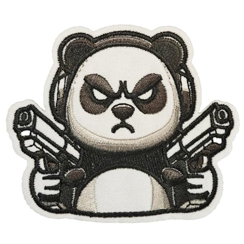 Atensils Panda-Aufnäher zum Aufbügeln oder Aufnähen, perfekt für Rucksäcke, Jeans, Jacken, Hüte und Kleidung, niedlich, lustig, cool, bestickte Applikationen von Atensils