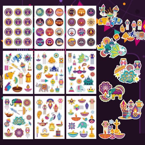 Diwali-Aufkleber, 9 Bögen, Happy Diwali-Aufkleber für Kinder, Diwali-Dekorationen, Aufkleber für Party, Grußkarte, Dekoration, Diwali-Geschenke, Etiketten Diwali-Aufkleber, 9 Bögen, Happy Diwali-Aufkleber für Kinder, Diwali-Dekorationen, Aufkleber für Party, Grußkarte, Dekoration, Diwali-Geschenke, Etiketten von Athem