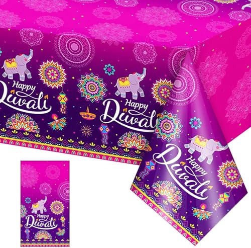Diwali-Dekorationen, Tischdecke, Happy Diwali, abwischbar, indische Deepavali-Diwali-Dekorationen für Haus, wasserdicht, Wachstuch für Diwali-Diyas-Lichter, Tischschutz für Esszimmertische Diwali-Dekorationen, Tischdecke, Happy Diwali, abwischbar, indische Deepavali-Diwali-Dekorationen für Haus, wasserdicht, Wachstuch für Diwali-Diyas-Lichter, Tischschutz für Esszimmertische von Athem