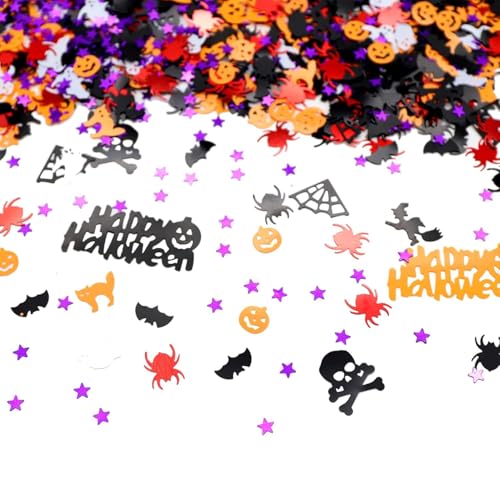 Halloween Konfetti - Streudeko Dekoration Mit Hexen, Kürbis, Fledermaus, Sterne, Katze, Spinnweben - Tischdeko für Halloween, Horror Desktop Dekoration Halloween Konfetti - Streudeko Dekoration Mit Hexen, Kürbis, Fledermaus, Sterne, Katze, Spinnweben - Tischdeko für Halloween, Horror Desktop Dekoration von Athem