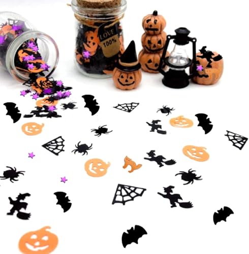 Halloween Konfetti - Halloween Streudeko Dekoration mit Hexen Deko,Kürbis Deko,Fledermaus,Sterne,Katze,Spinnweben, Halloween Tischdeko für Halloween Deko Tisch, Horror Desktop Dekoration Halloween Konfetti - Halloween Streudeko Dekoration mit Hexen Deko,Kürbis Deko,Fledermaus,Sterne,Katze,Spinnweben, Halloween Tischdeko für Halloween Deko Tisch, Horror Desktop Dekoration von Athem