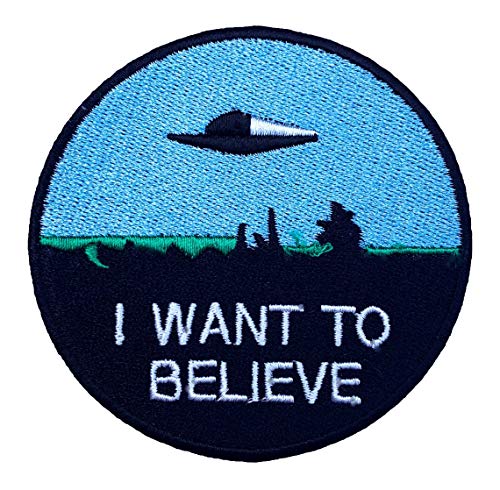 Aufnäher mit Aufschrift "I Want to Believe", Logo, Weltraum- und UFO-Fans, X-Files, TV-Serie, U-Sky bestickt, zum Aufnähen oder Aufbügeln von Athena Brands von Athena Brands