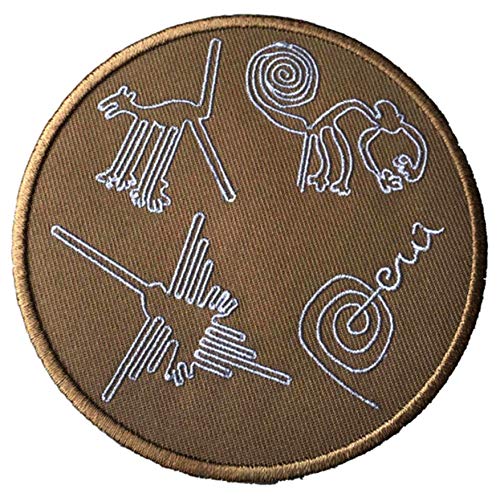 Nazca Lines Peru Aufnäher zum Aufbügeln oder Aufnähen, 10 cm, Souvenir für Reisen Urlaub Nationalpark Adventure Explorer Wonders of the World Serie Emblem Badge Applikation von Athena Brands