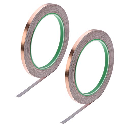 AthuAh Leitfähiger Klebstoff, Büroband, doppelseitiges leitfähiges Klebeband, Kupferfolienband, 8 mm x 20 m/21,8 Yards Länge, for EMI-Abschirmung, Buntglas, elektrische Reparaturen, 2 Rollen AthuAh Leitfähiger Klebstoff, Büroband, doppelseitiges leitfähiges Klebeband, Kupferfolienband, 8 mm x 20 m/21,8 Yards Länge, for EMI-Abschirmung, Buntglas, elektrische Reparaturen, 2 Rollen von AthuAh