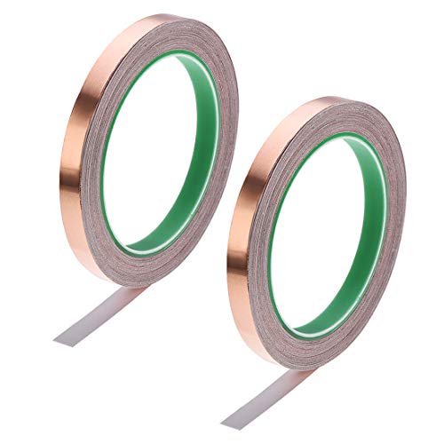 AthuAh Leitfähiger Klebstoff, Büroband, doppelseitiges leitfähiges Klebeband, Kupferfolienband, 8 mm x 20 m/21,8 Yards Länge, for EMI-Abschirmung, Buntglas, elektrische Reparaturen, 2 Rollen AthuAh Leitfähiger Klebstoff, Büroband, doppelseitiges leitfähiges Klebeband, Kupferfolienband, 8 mm x 20 m/21,8 Yards Länge, for EMI-Abschirmung, Buntglas, elektrische Reparaturen, 2 Rollen von AthuAh