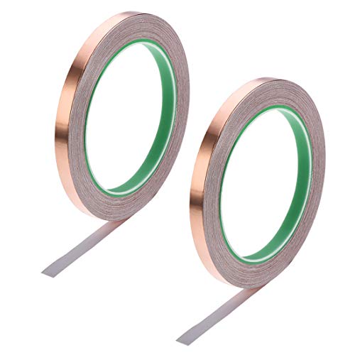 AthuAh Leitfähiger Klebstoff, Büroband, doppelseitiges leitfähiges Klebeband, Kupferfolienband, 8 mm x 20 m/21,8 Yards Länge, for EMI-Abschirmung, Buntglas, elektrische Reparaturen, 2 Rollen AthuAh Leitfähiger Klebstoff, Büroband, doppelseitiges leitfähiges Klebeband, Kupferfolienband, 8 mm x 20 m/21,8 Yards Länge, for EMI-Abschirmung, Buntglas, elektrische Reparaturen, 2 Rollen von AthuAh
