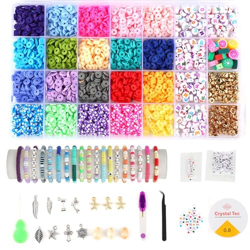 2800+ Stück Clay Perlen für Armbänder, Polymer Clay Perlen, 6 mm, 20 Farben plus Weiteres Zubehör, Geeignet für die Herstellung von Halsketten, Armbändern, Ohrringen und anderen Schmuckstücken 2800+ Stück Clay Perlen für Armbänder, Polymer Clay Perlen, 6 mm, 20 Farben plus Weiteres Zubehör, Geeignet für die Herstellung von Halsketten, Armbändern, Ohrringen und anderen Schmuckstücken von Atliberswo