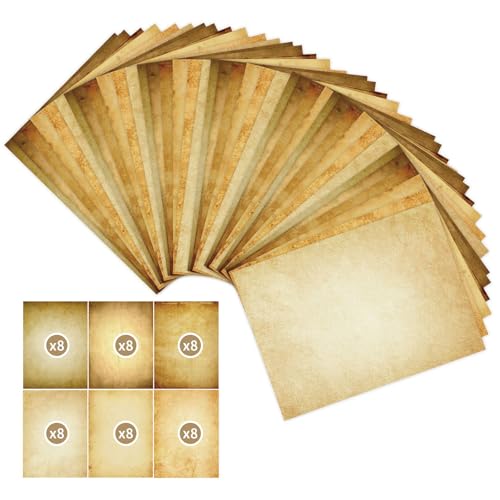 48 Vintage-Briefpapier – Vintage-Papier 210 x 285 mm – 100g/m² Pergamentpapier – beidseitig bedruckbares Urkundenpapier in Altpapier-Optik – altes Papier für Einladungen, Bastelarbeiten und Schreiben 48 Vintage-Briefpapier – Vintage-Papier 210 x 285 mm – 100g/m² Pergamentpapier – beidseitig bedruckbares Urkundenpapier in Altpapier-Optik – altes Papier für Einladungen, Bastelarbeiten und Schreiben von Atliberswo