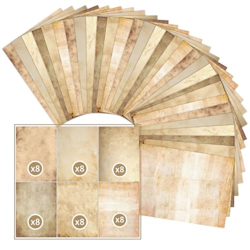 48 Vintage-Briefpapier – Vintage-Papier 210 x 285 mm – 100g/m² Pergamentpapier – beidseitig bedruckbares Urkundenpapier in Altpapier-Optik – altes Papier für Einladungen, Bastelarbeiten und Schreiben 48 Vintage-Briefpapier – Vintage-Papier 210 x 285 mm – 100g/m² Pergamentpapier – beidseitig bedruckbares Urkundenpapier in Altpapier-Optik – altes Papier für Einladungen, Bastelarbeiten und Schreiben von Atliberswo