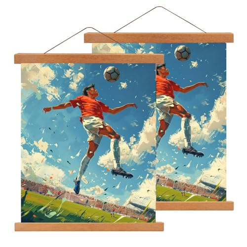 Atliberswo 2er-Set Posterleiste A3,Magnetisch Posterschiene, 30cm x 40cm Magnetisch Bilderrahmen für Poster - Der ideale Holz Posterhänger für Kunstwerke und Drucke (31cm, Teakholz) von Atliberswo