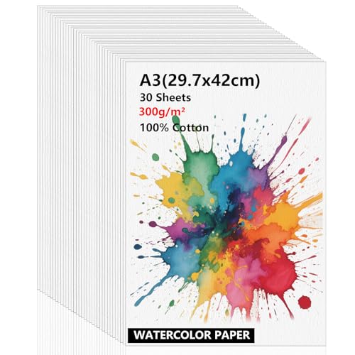Atliberswo 30 Blätter Aquarellpapier A3 300g, Zeichenblock din A3, Aquarell Papier, Watercolor paper Malpapier für Aquarell Gouache Acryl Zeichnen Kunstwerke DIY Atliberswo 30 Blätter Aquarellpapier A3 300g, Zeichenblock din A3, Aquarell Papier, Watercolor paper Malpapier für Aquarell Gouache Acryl Zeichnen Kunstwerke DIY von Atliberswo