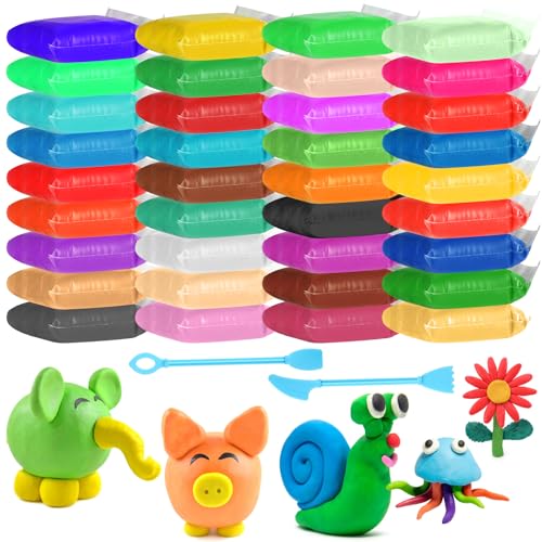 Atliberswo 36 Farben Modelliermasse Lufttrocknend, Air Dry Clay Set mit 2 Modellierwerkzeug, Lufttrocknender Ton für Kinder ab 3-12 Jahren Atliberswo 36 Farben Modelliermasse Lufttrocknend, Air Dry Clay Set mit 2 Modellierwerkzeug, Lufttrocknender Ton für Kinder ab 3-12 Jahren von Atliberswo