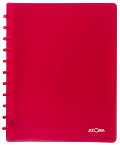 Atoma - Präsentationsalbum A4 mit Ringen – 30 abnehmbare Hüllen / 60 Dokumentenschutzfolien – Rot / transparent von ATOMA