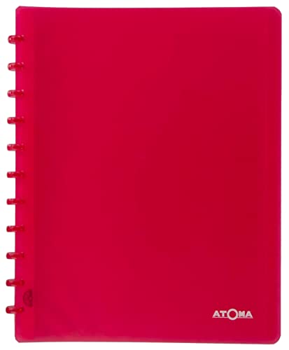 Atoma - Präsentationsalbum A4 mit Ringen – 30 abnehmbare Hüllen / 60 Dokumentenschutzfolien – Rot / transparent von ATOMA