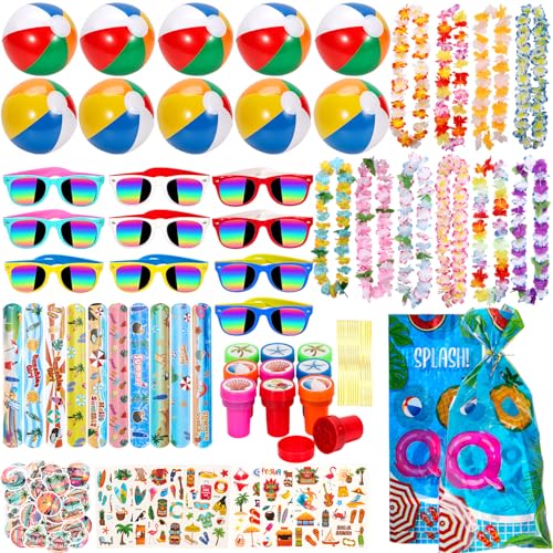 Pool-Partygeschenke und Strandspielzeug für Kinder, Sommer-Pool-Spielzeug für Kinder, Luau-Partyzubehör mit Strandbällen, Hawaii-Leis, Kinder-Sonnenbrille, mehr für Geburtstagsparty-Zubehör Pool-Partygeschenke und Strandspielzeug für Kinder, Sommer-Pool-Spielzeug für Kinder, Luau-Partyzubehör mit Strandbällen, Hawaii-Leis, Kinder-Sonnenbrille, mehr für Geburtstagsparty-Zubehör von Atonofun