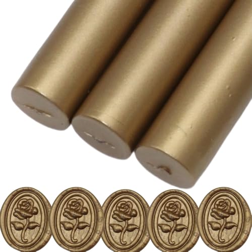 Wachs Seal Sticks, Atobpp 10pcs Wachs Seal Sticks Klebepistole Dichtung WachsSticks für WachsSeal Stempel, Buchstaben Wachs SealSticks für 0.43'' Klebepistole WachsSealSticks (Bronz gold) von Atopbb
