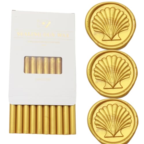 Gold Wax Seal Sticks, Atobpp 10pcs Wachs Seal Sticks Klebepistole Dichtung WachsSticks für WachsSeal Stempel, Buchstaben Wachs SealSticks für 0.43'' Klebepistole WachsSealSticks (Golden) von Atopbb