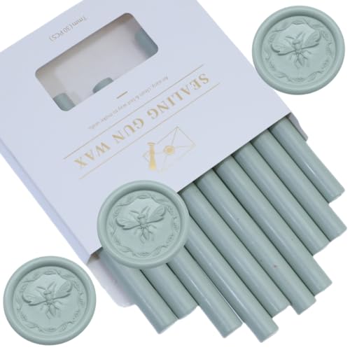 Wachs Seal Sticks, Atobpp 10pcs Wachs Seal Sticks Klebepistole Dichtung WachsSticks für WachsSeal Stempel, Buchstaben Wachs SealSticks für 0.43'' Klebepistole WachsSealSticks (Salbei Grün) von Atopbb