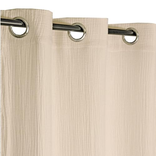 Atout Ciel Vorhang aus Baumwoll-Gaze, mit Ösen, 130 x 240 cm, fertig zum Aufhängen, Beige Atout Ciel Vorhang aus Baumwoll-Gaze, mit Ösen, 130 x 240 cm, fertig zum Aufhängen, Beige von Atout Ciel