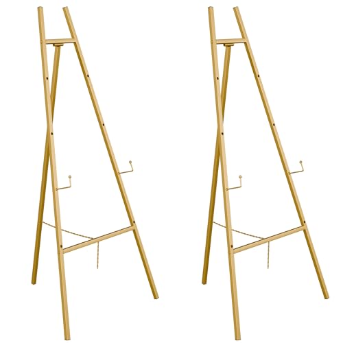 Goldener Staffelei-Ständer für Schilder, robuste Staffelei, 4-stöckig, verstellbar, Kunststaffelei zum Malen, Hochzeitsschild, 2 Stück Goldener Staffelei-Ständer für Schilder, robuste Staffelei, 4-stöckig, verstellbar, Kunststaffelei zum Malen, Hochzeitsschild, 2 Stück von Atronor