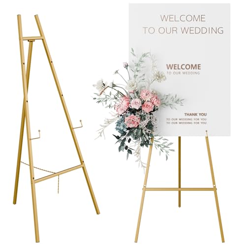 Goldener Staffelei-Ständer für Schilder, robuste Staffelei, 4-stöckig, verstellbar, Kunststaffelei zum Malen, Hochzeitsschild Goldener Staffelei-Ständer für Schilder, robuste Staffelei, 4-stöckig, verstellbar, Kunststaffelei zum Malen, Hochzeitsschild von Atronor