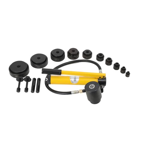 Hydraulischer Lochstanzer-Bausatz 15 Tonnen Druck 10 Arten von Schneidformen 16, 20, 26.2, 32.6,39,51,63,76,89,101mm industrielle Stanzwerkzeuge Blechlocher Locheisen Hydraulik Werkzeuge von Atsoya