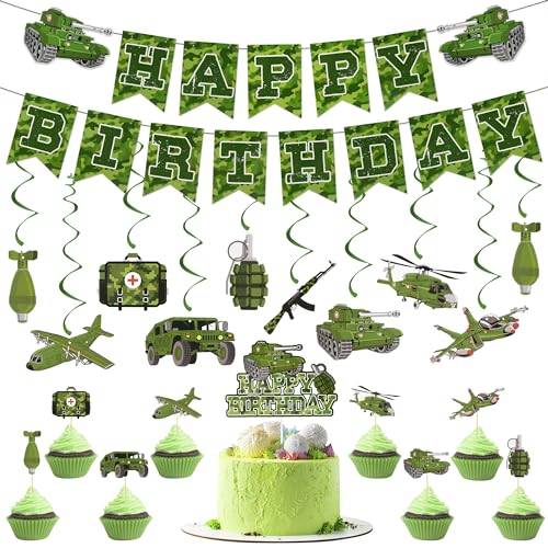 Attimal Military Birthday Party Dekorationen - Erwachsene und Kinder Party Supplies, einschließlich Eye-Catching Camouflage Geburtstag Banner und Militär-Thema hängenden Spirale 34 Pcs Attimal Military Birthday Party Dekorationen - Erwachsene und Kinder Party Supplies, einschließlich Eye-Catching Camouflage Geburtstag Banner und Militär-Thema hängenden Spirale 34 Pcs von Attimal