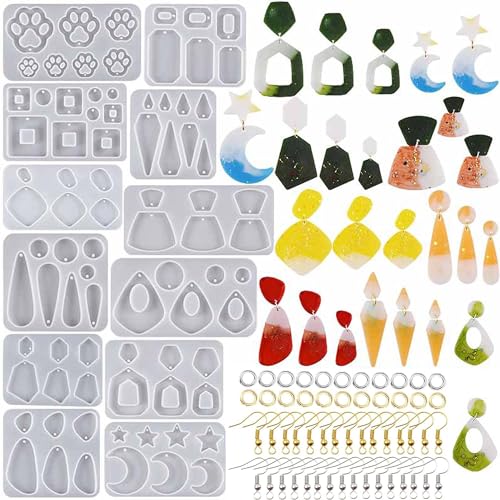 Attuslla 12 Stück Resin Gießharz Silikonform, Resin Silikonform Ohrringe, Silikonform Schmuck Epoxidharz Form für Ohrringe Attuslla 12 Stück Resin Gießharz Silikonform, Resin Silikonform Ohrringe, Silikonform Schmuck Epoxidharz Form für Ohrringe von Attuslla
