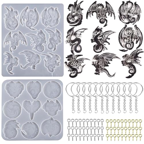 Attuslla 2 Stück Drachen Schlüsselanhänger Silikonform Tiere Anhänger Schmuck Epoxidharz Dragon Resin Keychain Mold für DIY Schlüsselanhänger Halsketten Schmuck Bastelarbeiten Attuslla 2 Stück Drachen Schlüsselanhänger Silikonform Tiere Anhänger Schmuck Epoxidharz Dragon Resin Keychain Mold für DIY Schlüsselanhänger Halsketten Schmuck Bastelarbeiten von Attuslla