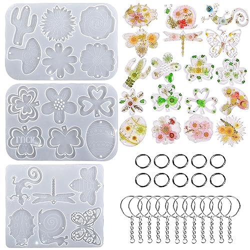Attuslla 3 Stück Schmuck Epoxidharz Silikonform Resin Form für Ohrringe Schmuck Anhänger Harzform mit Schlüsselanhänger, Springringe für Anhänger, Schlüsselanhänger Charm Attuslla 3 Stück Schmuck Epoxidharz Silikonform Resin Form für Ohrringe Schmuck Anhänger Harzform mit Schlüsselanhänger, Springringe für Anhänger, Schlüsselanhänger Charm von Attuslla