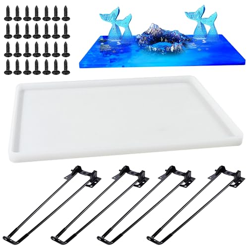 Attuslla Große Silikonformen für Epoxidharz-Tisch, 22,9 x 35,6 cm, rechteckige Harz-Tisch-Silikonformen mit Beinen für DIY-Kunst, Heimdekoration, Flusstisch, Schneidebrett, Harzkunst Attuslla Große Silikonformen für Epoxidharz-Tisch, 22,9 x 35,6 cm, rechteckige Harz-Tisch-Silikonformen mit Beinen für DIY-Kunst, Heimdekoration, Flusstisch, Schneidebrett, Harzkunst von Attuslla