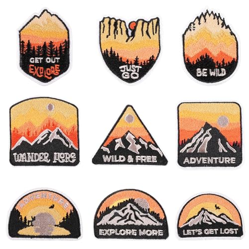 Attuslla Landschaft Flicken zum Aufbügeln, 9 Stück Berg und Wald Patch Aufnäher Thema Camping Applikation Kinder Patches für für DIY T-Shirt Jeans Kleidung Taschen von Attuslla