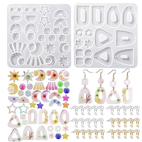 Attuslla Ohrringe Epoxidharz Formen Schmuck Stern und Mondform Silikonformen Epoxidharz mit Ohrhaken, Sprengringe für Schmuckherstellung Anhänger Halskette Ohrringe Dekoration Attuslla Ohrringe Epoxidharz Formen Schmuck Stern und Mondform Silikonformen Epoxidharz mit Ohrhaken, Sprengringe für Schmuckherstellung Anhänger Halskette Ohrringe Dekoration von Attuslla