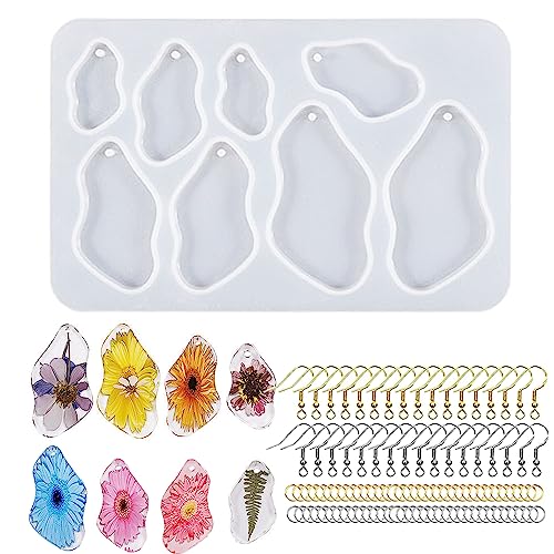 Attuslla Ohrringe Epoxidharzform, Ohrring Resin Harz Formen Ohrring Schmuck Anhänger Silikonform mit Ohrhaken, Biegeringen für Ohrringe, Halsketten, Anhänger von Attuslla