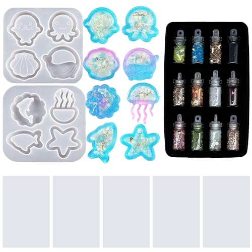 Attuslla Treibsand Epoxidharz Formen Shaker Resin Molds Schale Shaker Silikonform DIY Quicksand Silicone Mold Schmuck Gießformen mit PVC Blätter für DIY Harz Casting Handwerk Attuslla Treibsand Epoxidharz Formen Shaker Resin Molds Schale Shaker Silikonform DIY Quicksand Silicone Mold Schmuck Gießformen mit PVC Blätter für DIY Harz Casting Handwerk von Attuslla