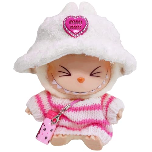 Atuoxing Labubu Kleidung Zubehör, Bekleidung für 17cm La Bubu Puppe, Einheitsgröße Labubu Monster Puppenkleidung Outfit (Puppen Nicht Enthalten) (3Rosa) von Atuoxing