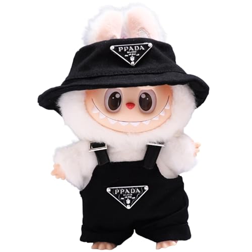 Atuoxing Labubu Kleidung Zubehör, Bekleidung für 17cm La Bubu Puppe, Einheitsgröße Labubu Monster Puppenkleidung Outfit (Puppen Nicht Enthalten) (Schwarz) von Atuoxing