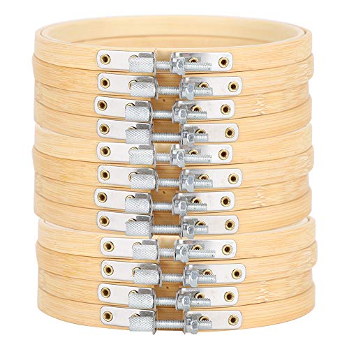 12 teiliges Bambus Stickrahmen Set, verstellbare runde Holzringe Kreuzstich Reifen für Kreuzstich Stickerei Arts Craft SewingRahmen von Atyhao