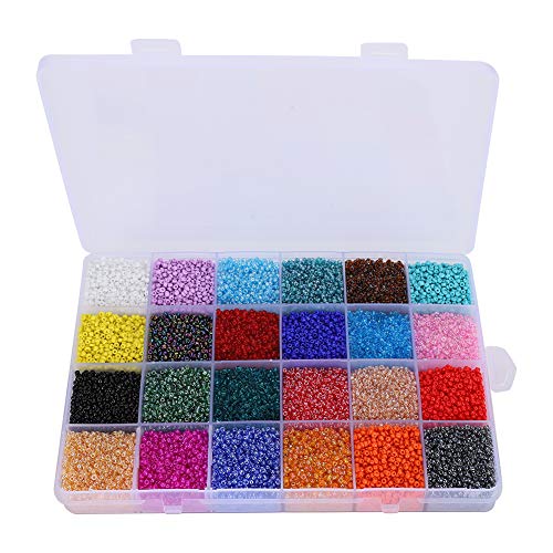 26400 Stück runde Perlen, handgefertigte Glasperlen Perforiert 24 Farben Lose Perlen Kit für DIY Schmuck Halskette Kleidung DekorationAccessoires von Atyhao