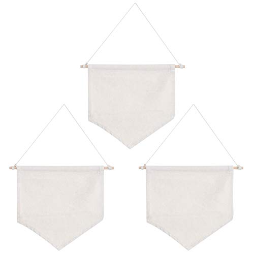 3 Stück Leere Baumwolle Banner, Textilbanner Leinwände Pin Wand Display Banner Revers Abzeichen Flagge Brosche Display Anhänger Wohnkultur Zubehör(Beige) von Atyhao