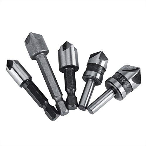 Atyhao 5 Stück/Set Kegelsenker HSS Industrielle Hochgeschwindigkeitsstahl 5 Fräser Holzkeilschneider Holzbearbeitung von Atyhao