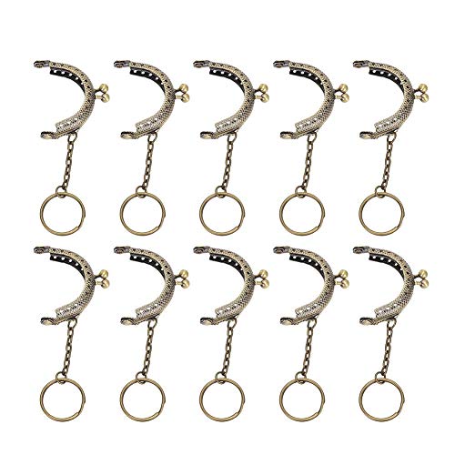 10 Stück Metall Geldbörsenrahmen, Geldbeutelrahmen Kussverschluss Schloss Bronzeton Retro DIY Halbkreis Form Geldbörse Griff mit Kette für Tasche Nähen DIY Craft 5cm/2in 10 Stück Metall Geldbörsenrahmen, Geldbeutelrahmen Kussverschluss Schloss Bronzeton Retro DIY Halbkreis Form Geldbörse Griff mit Kette für Tasche Nähen DIY Craft 5cm/2in von Atyhao