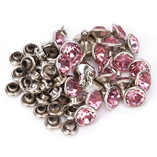 Atyhao 50 Stück Strass-Nieten, 8 mm Strasssteine, Silberfarben, schnelle Seite, Nieten für Tasche, DIY, Schuhe, Kleidung, Dekoration (Rosa) von Atyhao