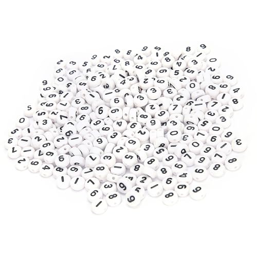 500PCS Runde Nummer Acrylperle, Acrylperlen DIY handgefertigte Perle Schmuck Zubehör Nummer 0-9 für Craft Collection von Atyhao