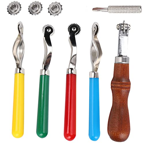 Atyhao 5Pcs Leder gezahntes Verfolgungsrad, Nähen Überstichrad Werkzeug Leder Überstich Markierungsrad Leder Spacer Prägesystem Set für KunstTextilkleber von Atyhao