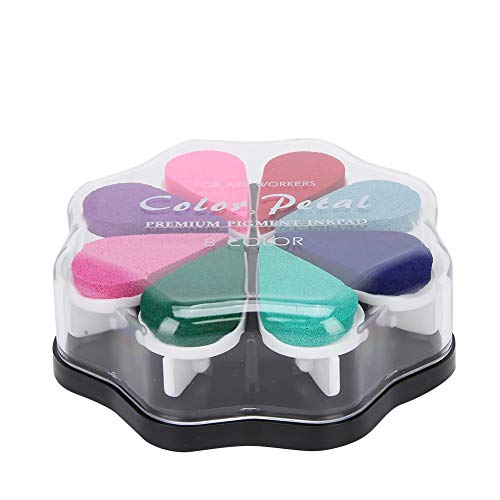 Atyhao Stempelkissen, 8 Farben Blütenblattform Stempel Stempelkissen Zeitplan Buch Sammelalbum Mehrzweckstempel Partner DIY Multicolor Craft Painting Zubehör[Licht] Stempelkissen von Atyhao